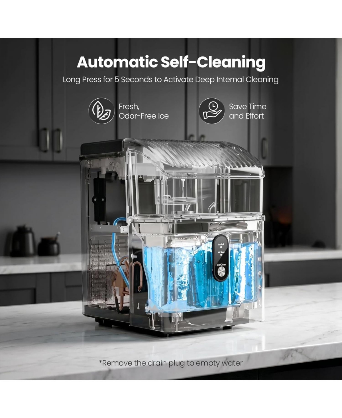 Cowsar Countertop Nugget Ice Maker 35 Lbs Per Day Self Cleaning