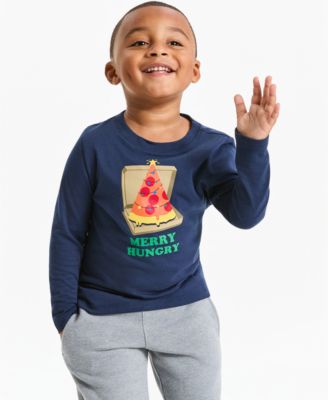 Boys' 12 Months-5T Merry Pizza Holiday Graphic Long-Sleeve T-Shirt
