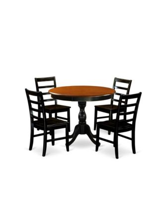 5-Piece Kitchen Table Set Contains a Dinning Table and 4 Wooden Chairs with Ladder Back