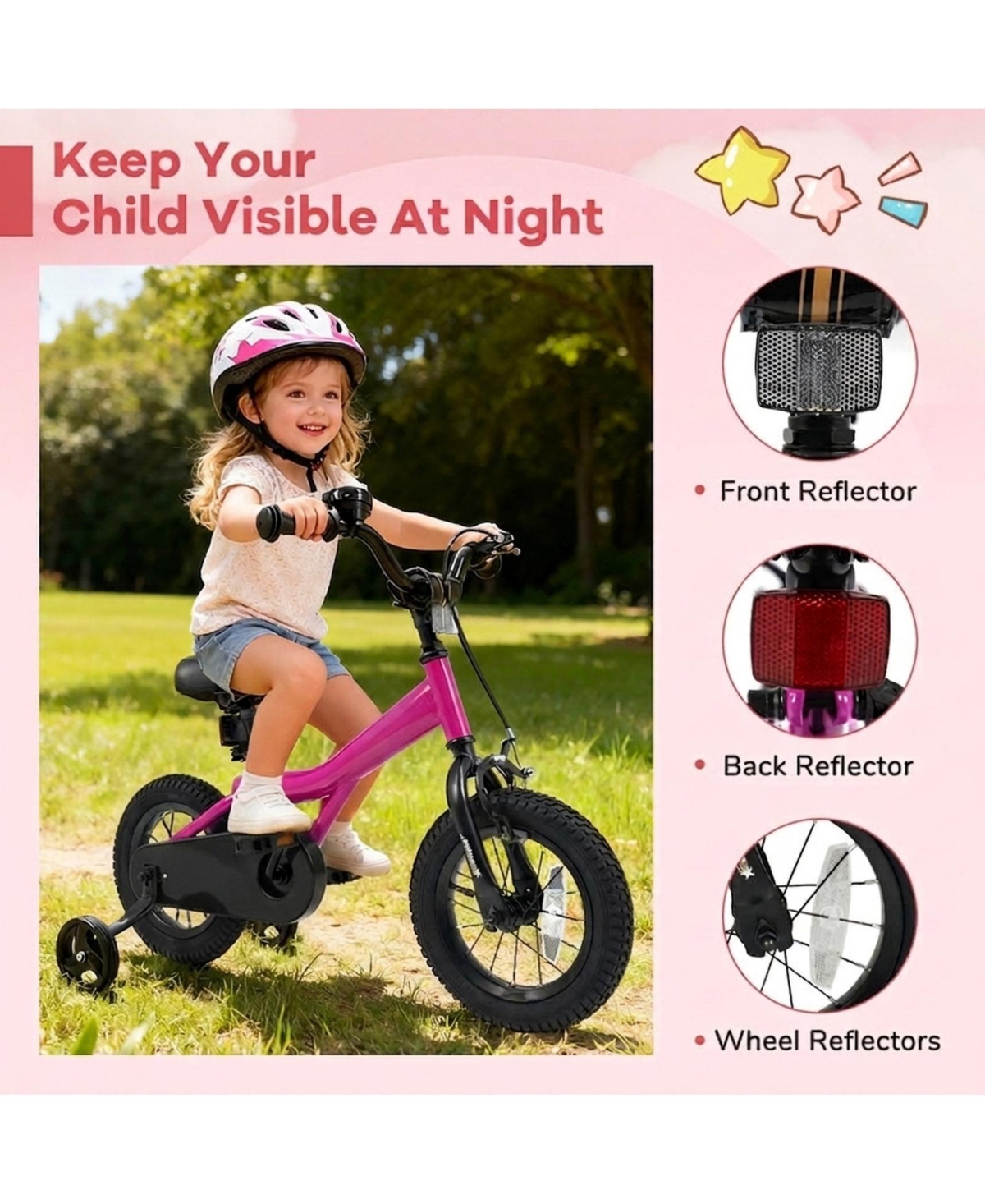 Hongge 12-Inch Kids Bike with Removable Training Wheels Enclosed Chain Guard and Bell Ages 3-4