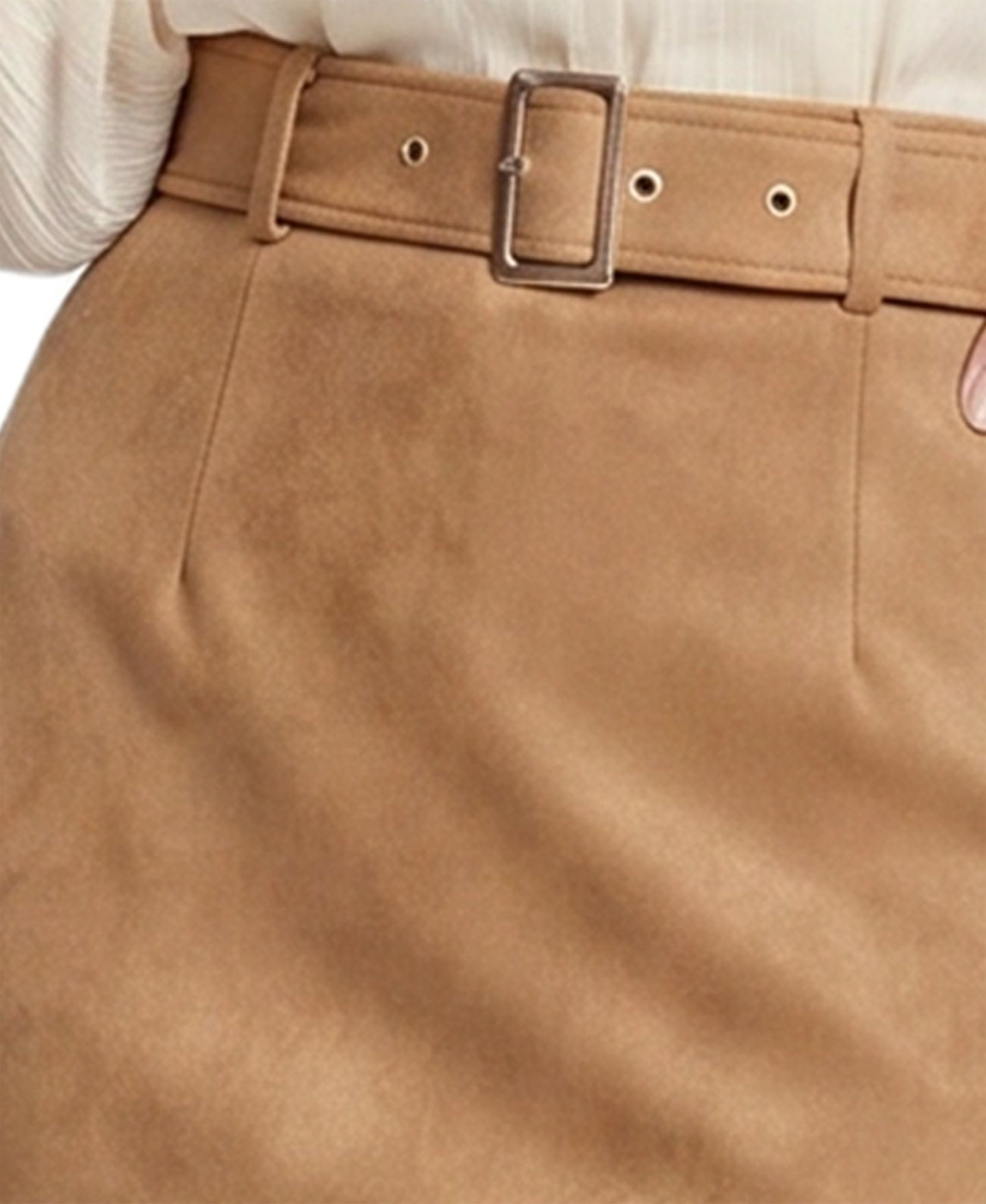 Женская юбка NY Collection Petite High-Waisted Pencil Midi Faux Suede, цвет: Мокко — фото 3