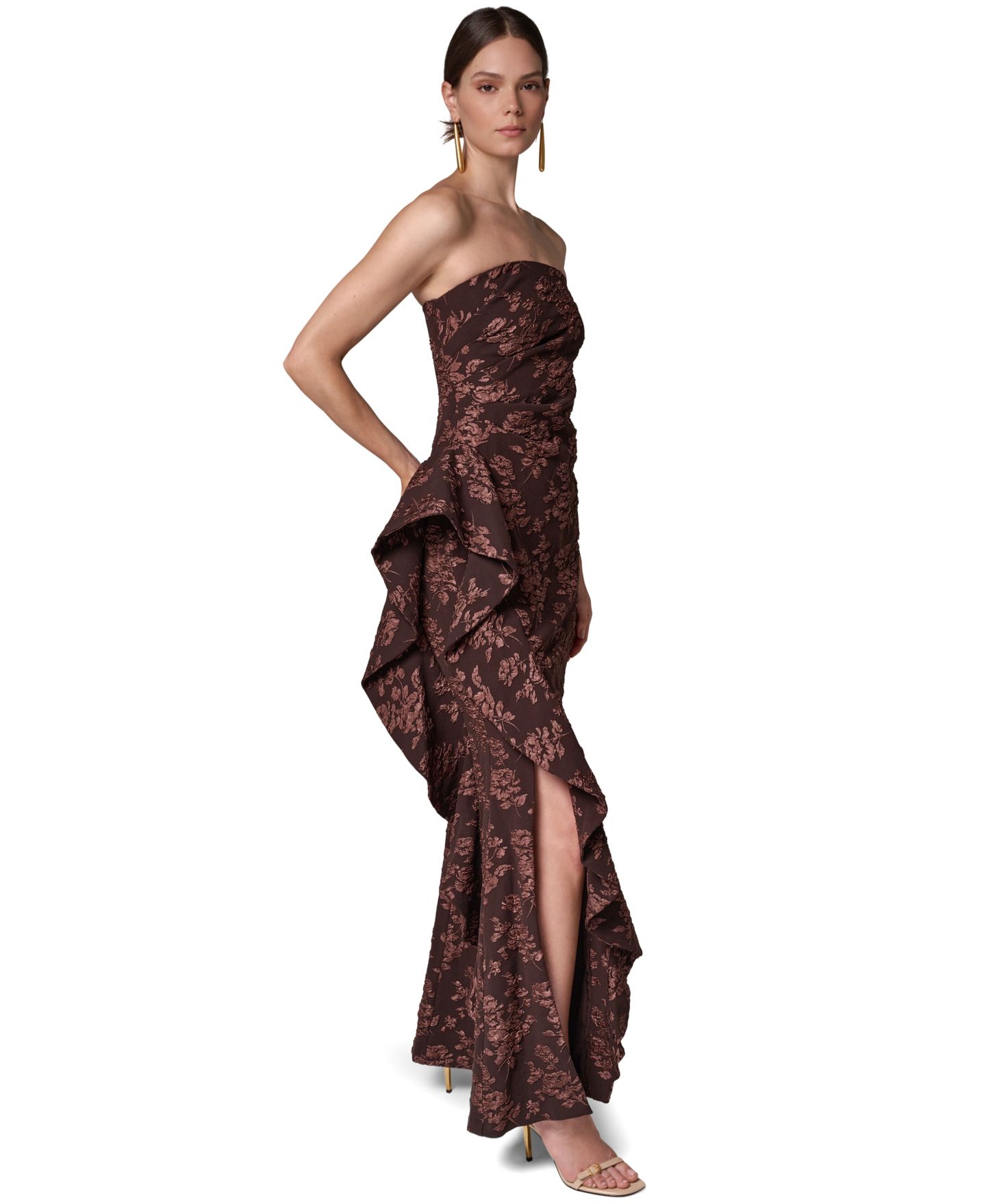 Женские платья Donna Karan New York Strapless Floral-Jacquard Gown, цвет: Canyon — фото 3