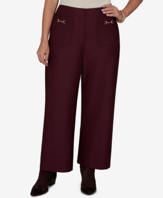 Plus Size Solid Pique Wide-Leg Pull-On Pants