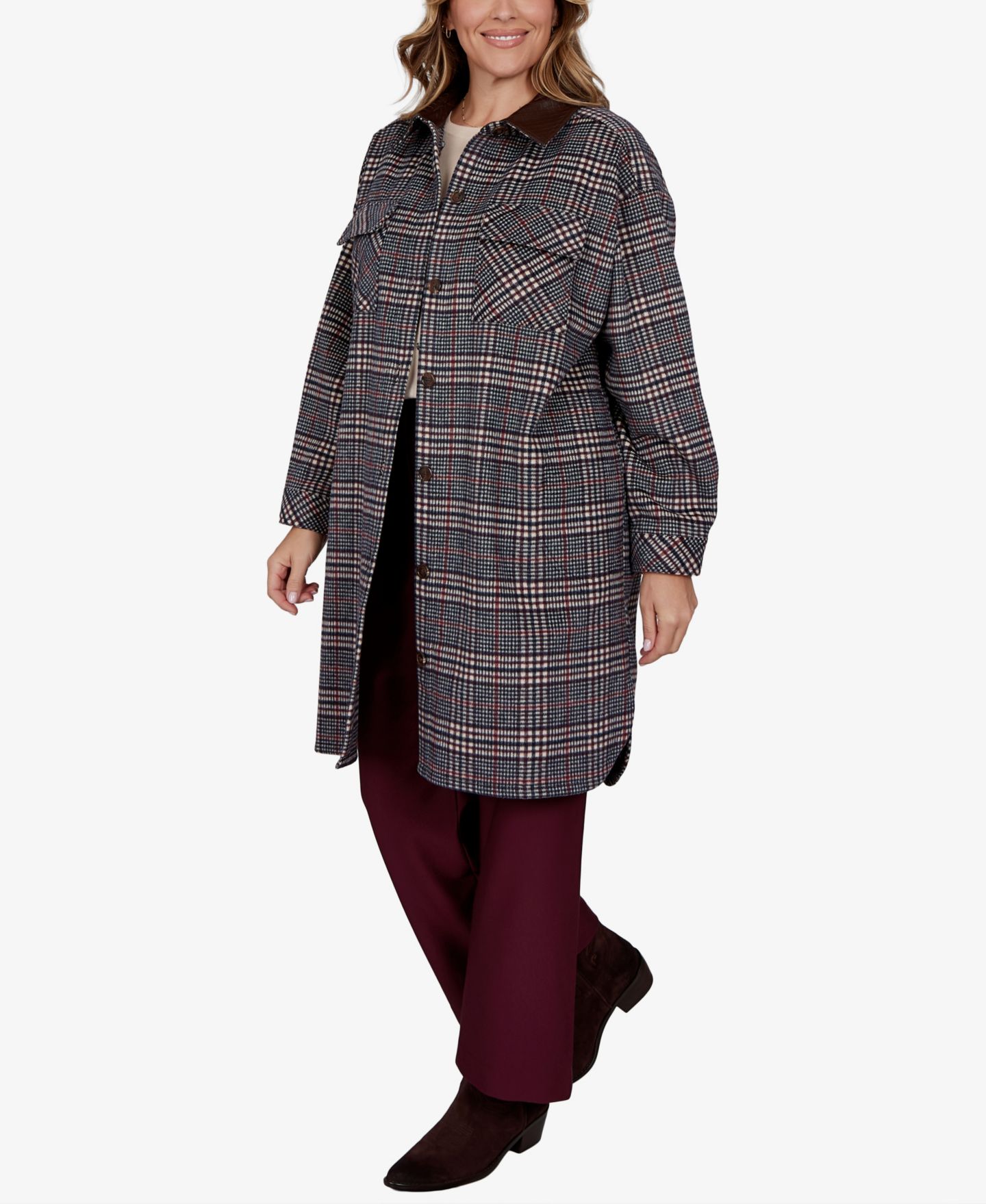 Женская куртка Ruby Rd. Plus Size Plaid Shirt Jacket, цвет: Разноцветный — фото 2