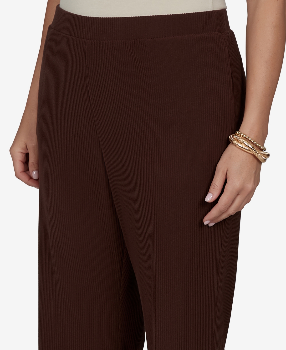 Ruby Rd. Plus Size Wide-leg Pull-on Ribbed Pants In Burgundy