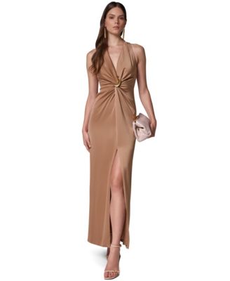 Women's Satin V-Neck Maxi Dress