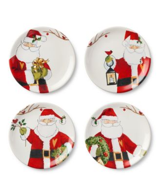 Santa Delight Dessert Plates, Set of 4