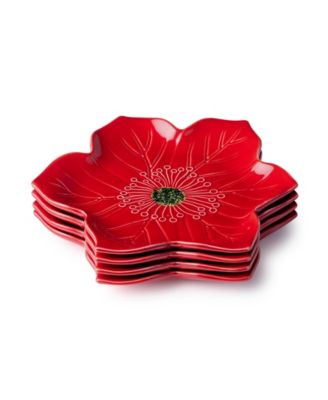 Festive Blooms Poinsettia Dessert Plates, Set of 4