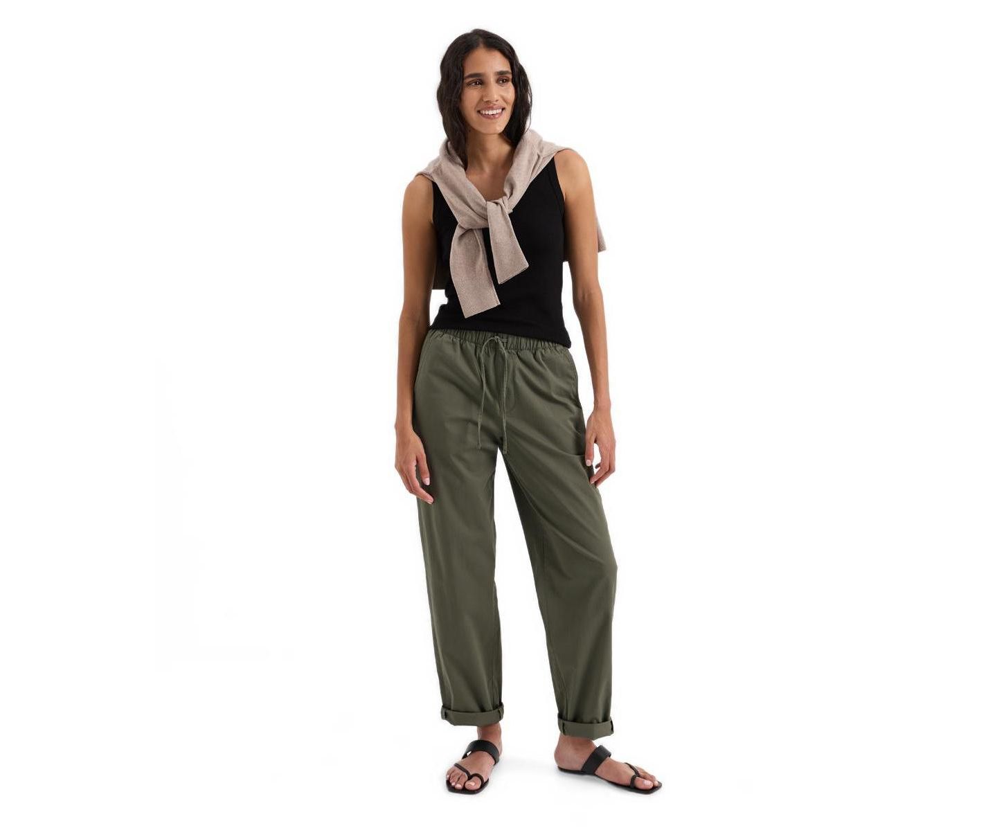 Женские брюки Pact Peached Twill Organic Cotton-Blend Pull-On, цвет: Зелёный — фото 3