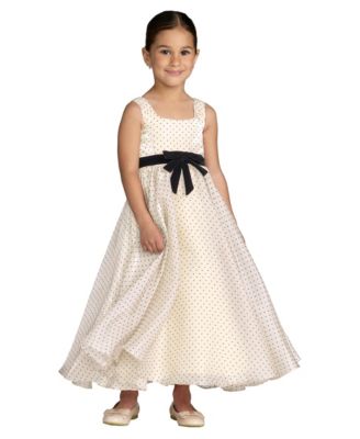 Little Girls Polka Dot Chiffon Maxi Dress with Bow Sash