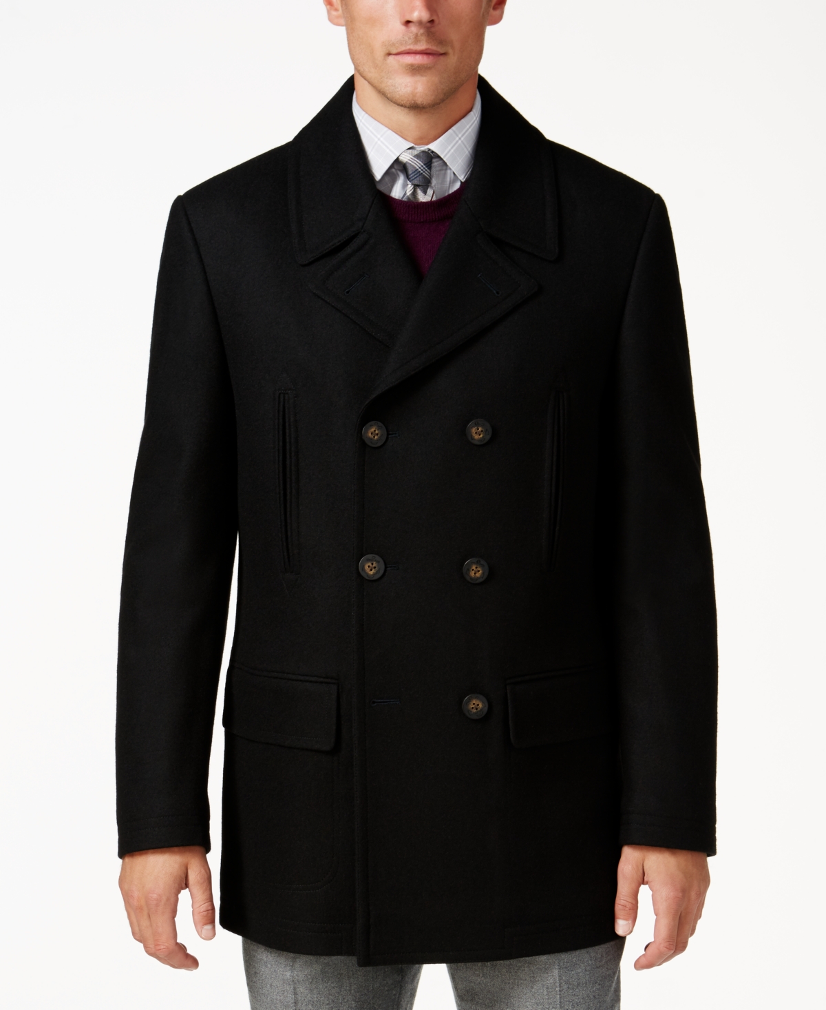 RALPH LAUREN LUKE WOOL-BLEND CLASSIC-FIT PEACOAT