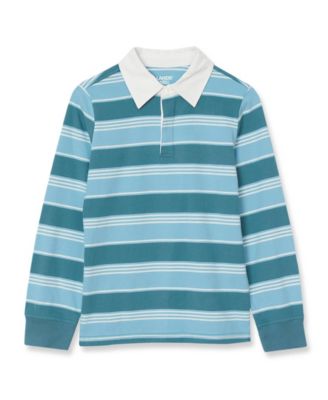 Big Boys Husky Long Sleeve Collared Rugby Shirt