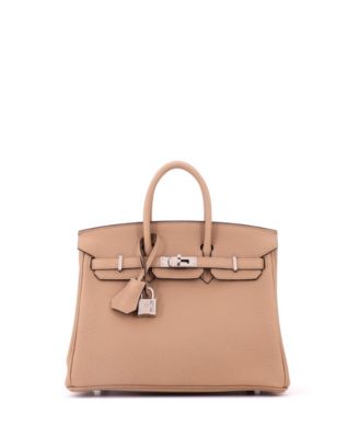Pre-Owned Hermes Birkin 25 Handbag Brown Togo with Palladium Hardware