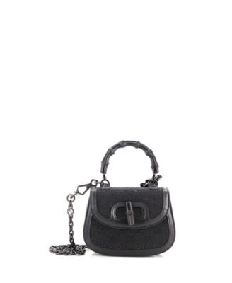 Mini Bamboo 1947 Top Handle Bag Crystal Embellished GG Canvas