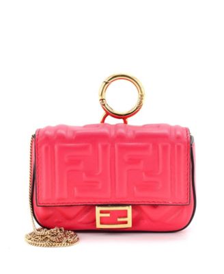 Nano Chain Baguette Charm Bag Zucca Embossed Leather