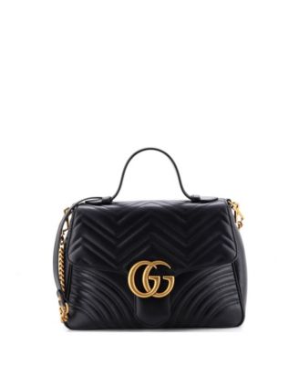 Medium GG Marmont Top Handle Flap Bag Matelasse Leather