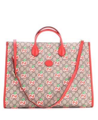 Large Convertible Open Tote Apple GG Coated Canvas