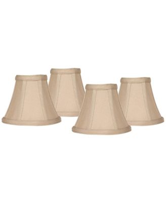 Imperial Shade Set of 4 Bell Lamp Shades Evaline Taupe Brown Fabric Small 3" Top x 6" Bottom x 5" High Candelabra Clip-On Fitting