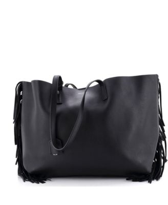 Large Fringe Shopper Tote Leather