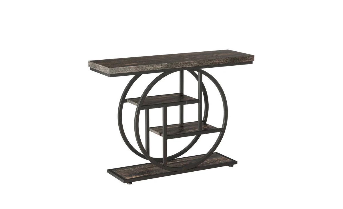 Slickblue 41.3" Industrial Console Table with 4 Tiers and Circle Base