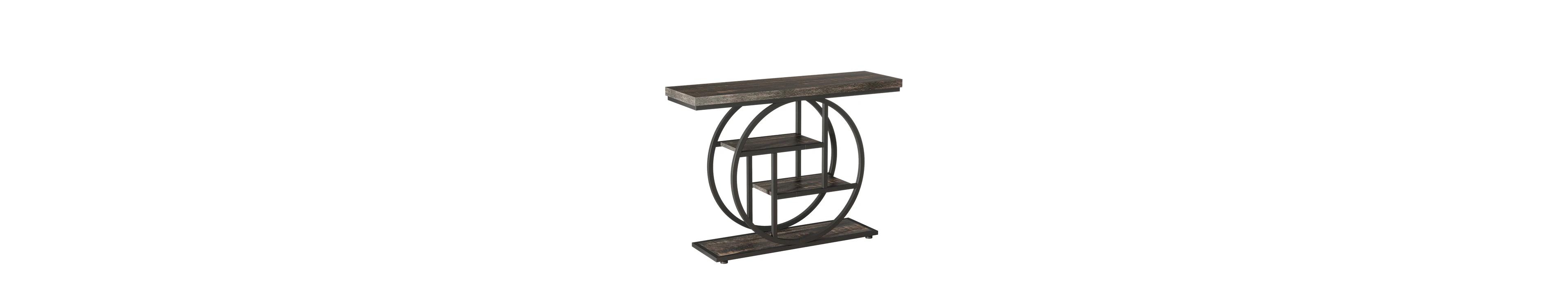 Slickblue 41.3" Industrial Console Table with 4 Tiers and Circle Base