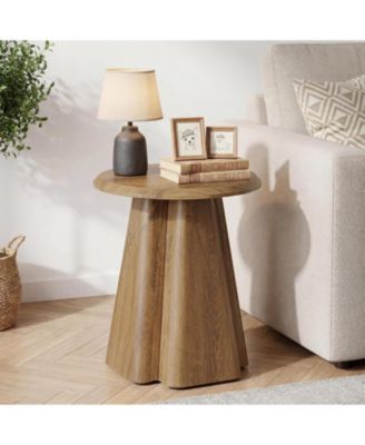 23.6" Round End Table with Pedestal Base