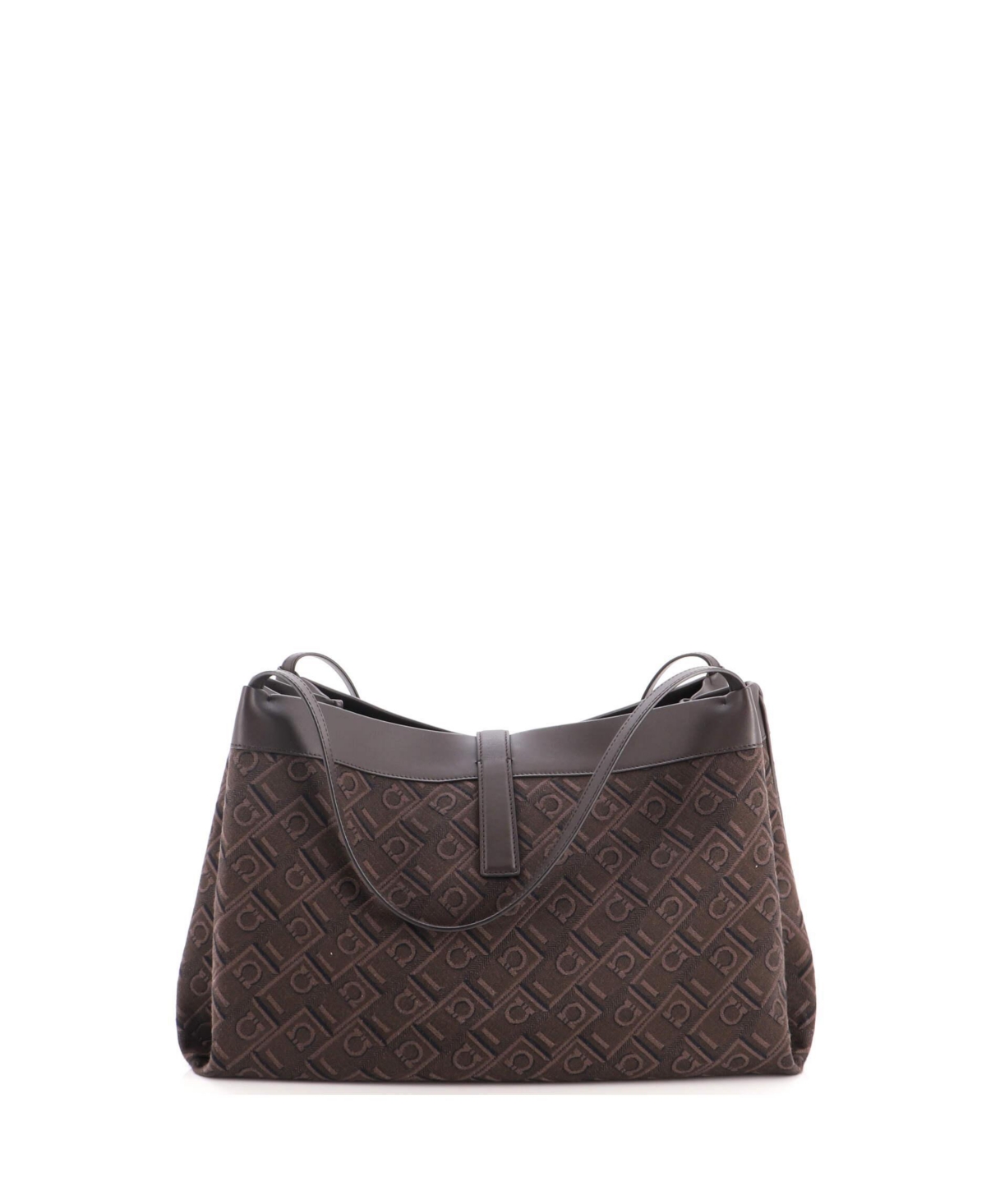 Pre-Owned Salvatore Ferragamo Medium Gancini Shoulder Tote Bag Gancini Jacquard