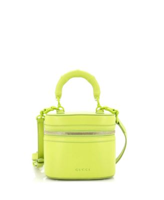 Mini Bamboo Top Handle Vanity Shoulder Bag Leather