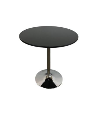 36" Wood and Metal Pedestal Base Round Top Dining Table