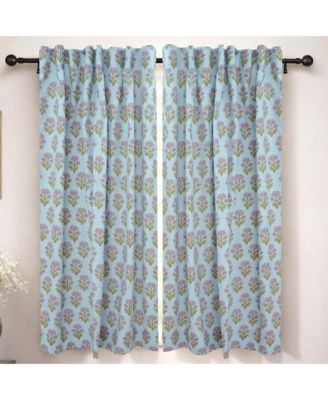 Juhi Boho Handmade Floral Block Print Linen Curtains