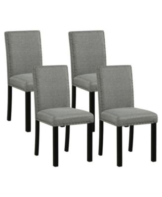Dining Chairs Set of 4 with Bent Wood Legs Thick Cushions and Nailhead Trim Accents