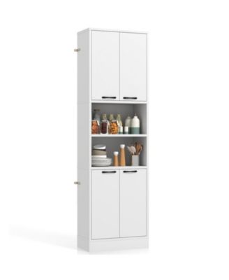 75 Inch Freestanding Kitchen Pantry Cabinet Tall Cupboard with 4 Doors and Shelves