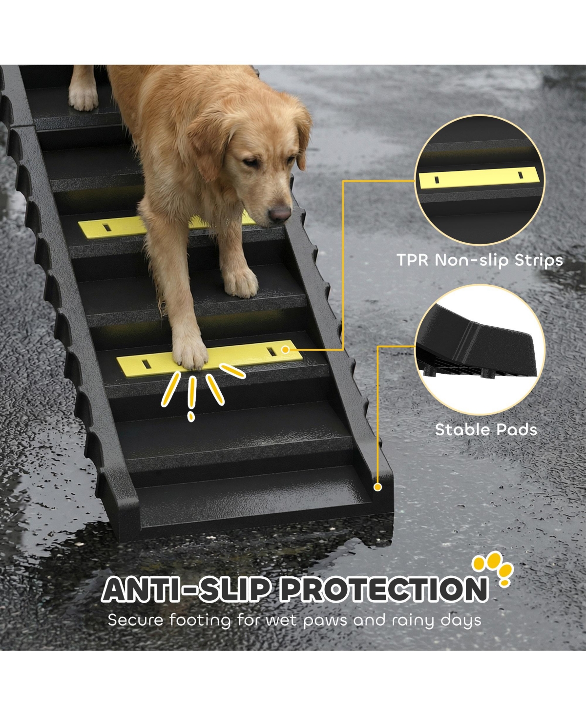 PawHut Dog Stairs for Car Truck Suv, Foldable Ramp Large Medium Small Dogs