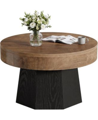 31.5" Round Coffee Table, Two-Tone, for Small Space