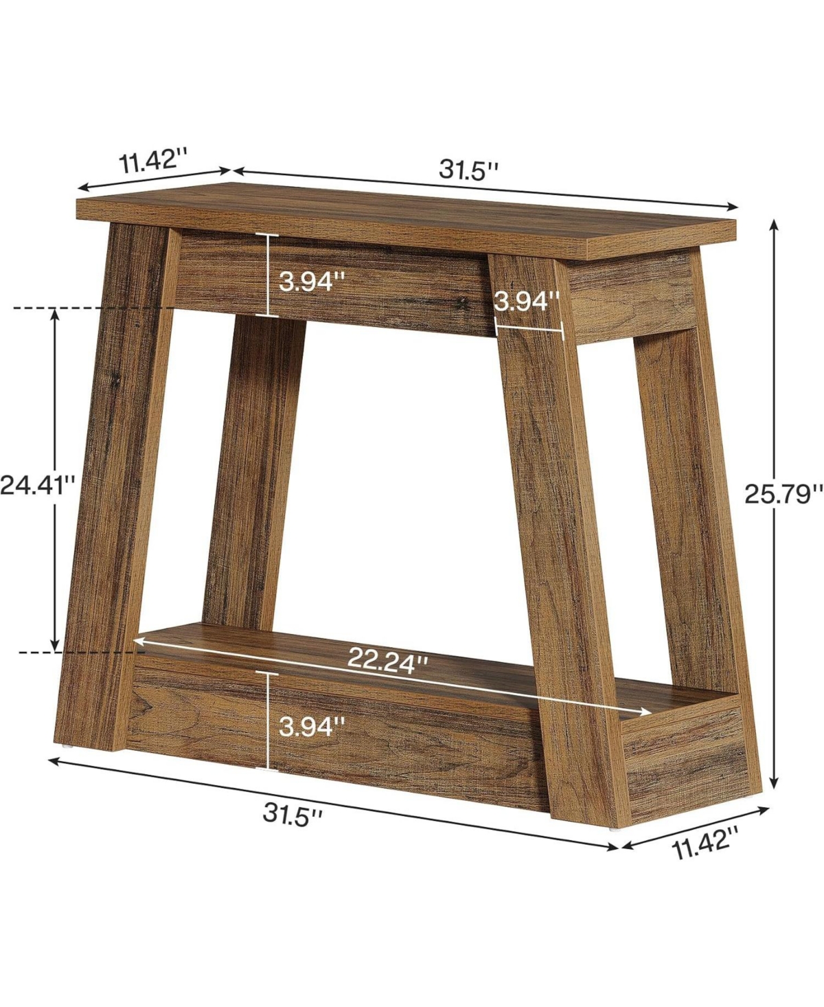Tribesigns Wood End Table with 2 Storage Shelves