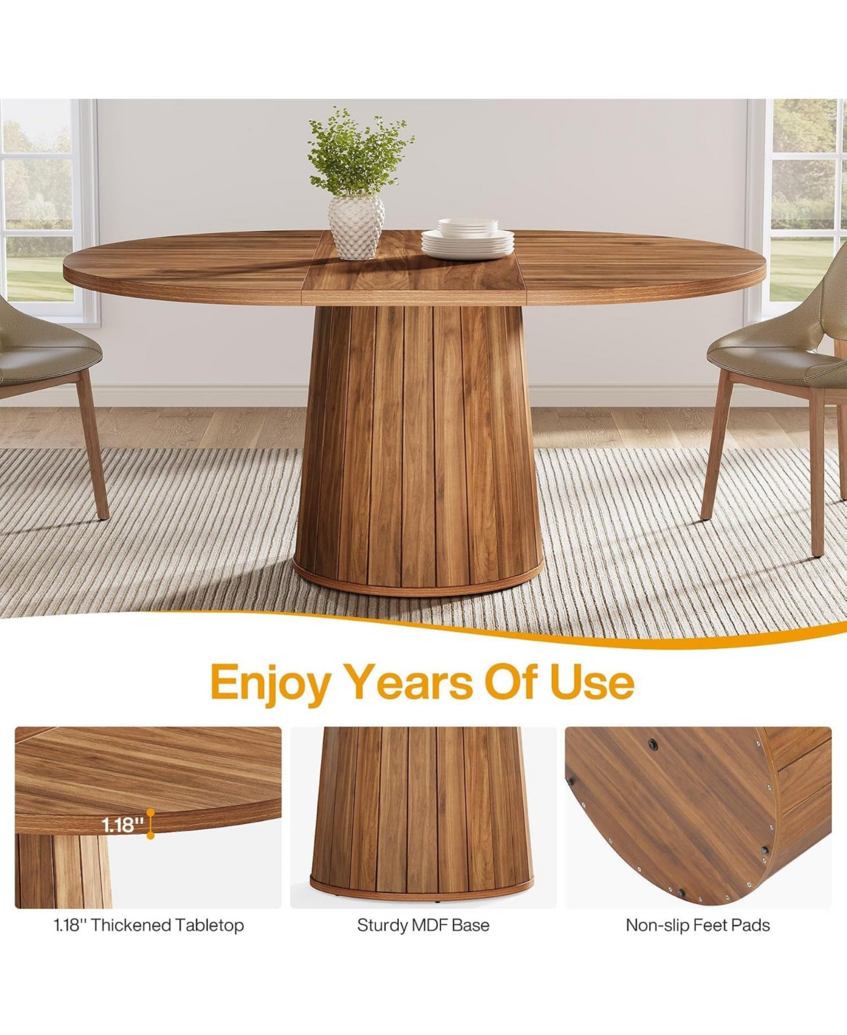 Tribesigns 55.11" Oval Dining Table for 6 with Pedestal