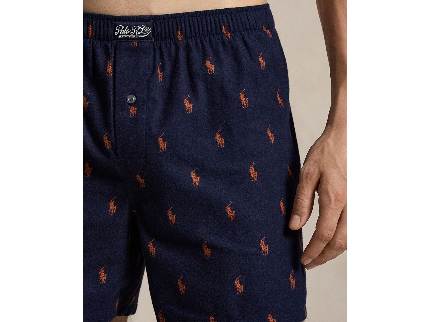 Трусы-боксеры Classic для мужчин, тканый — Polo Ralph Lauren, цвет: Тёмно-синий / Оранжевый — фото 2