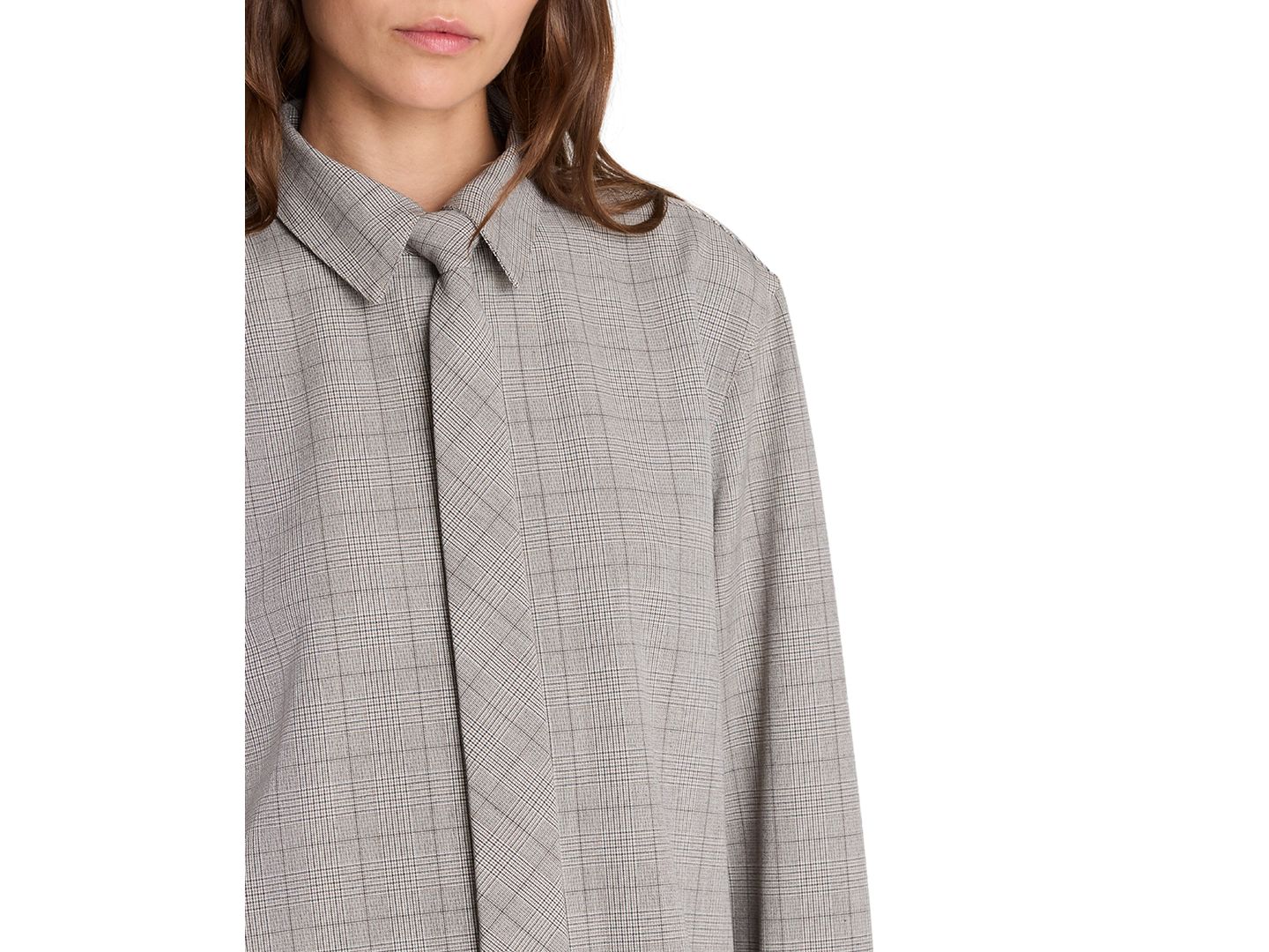 Женская рубашка Kenneth Cole Boyfriend Plaid Button Down Shirt with Tie, цвет: Светлый разноцветный — фото 3
