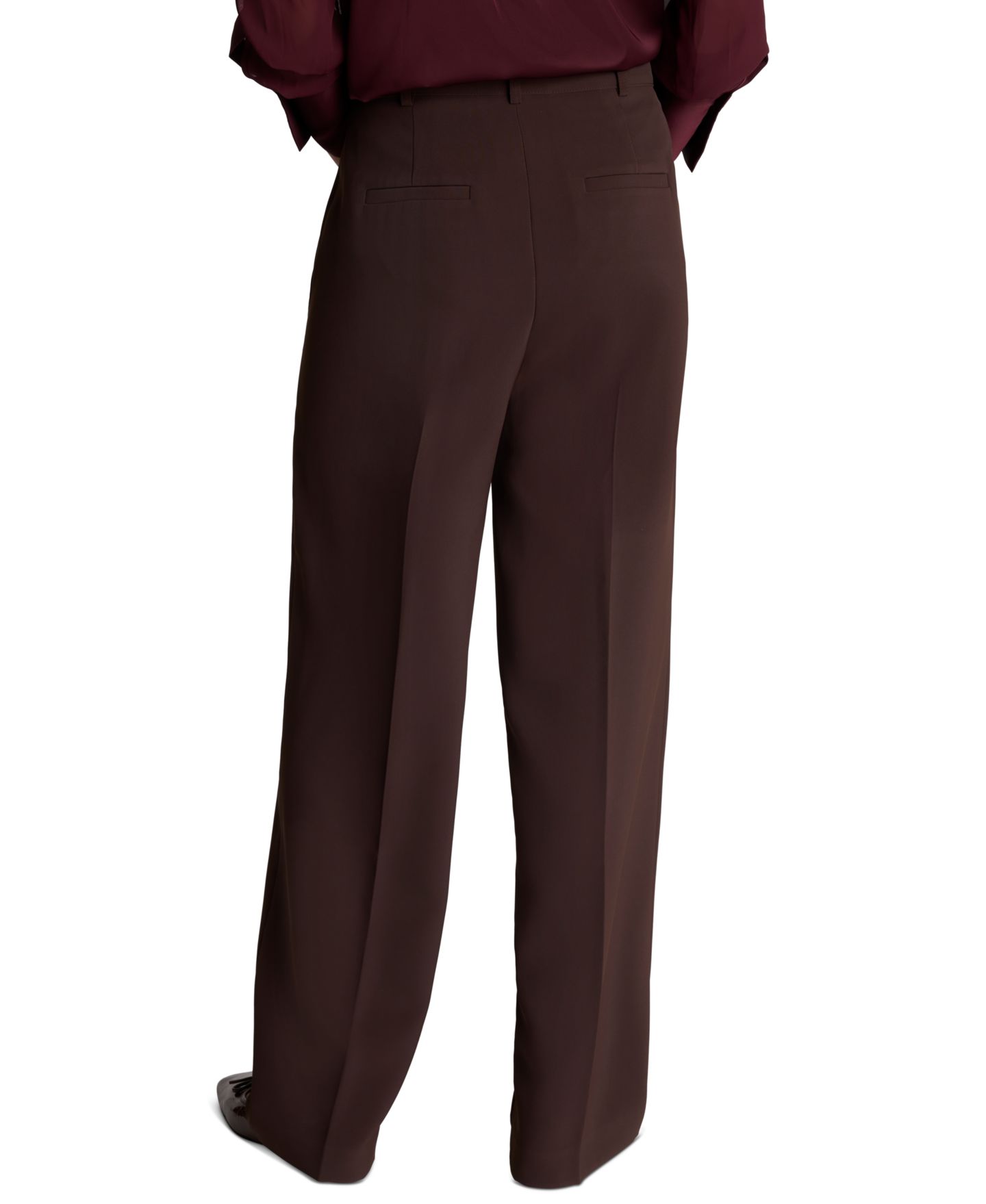 Женские брюки Kenneth Cole Fly Front High Rise Slash Pocket Wide Leg, цвет: Коричневый — фото 5