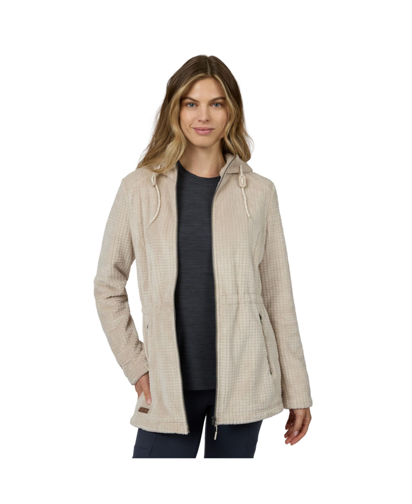 Женская куртка Free Country Grid Butter Pile Anorak, цвет: Бисквитный — фото 2
