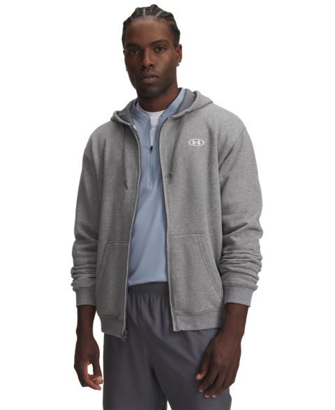 Мужское худи Under Armour Rival Full-Zip, цвет: Тёмно-серый меланжевый
