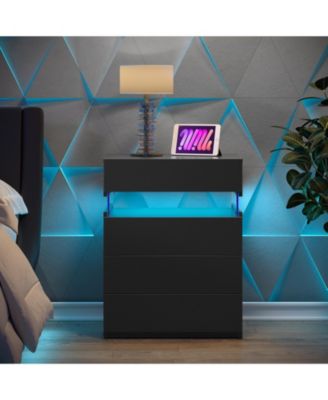 4-Drawer LED Nightstand with RGB Lights
