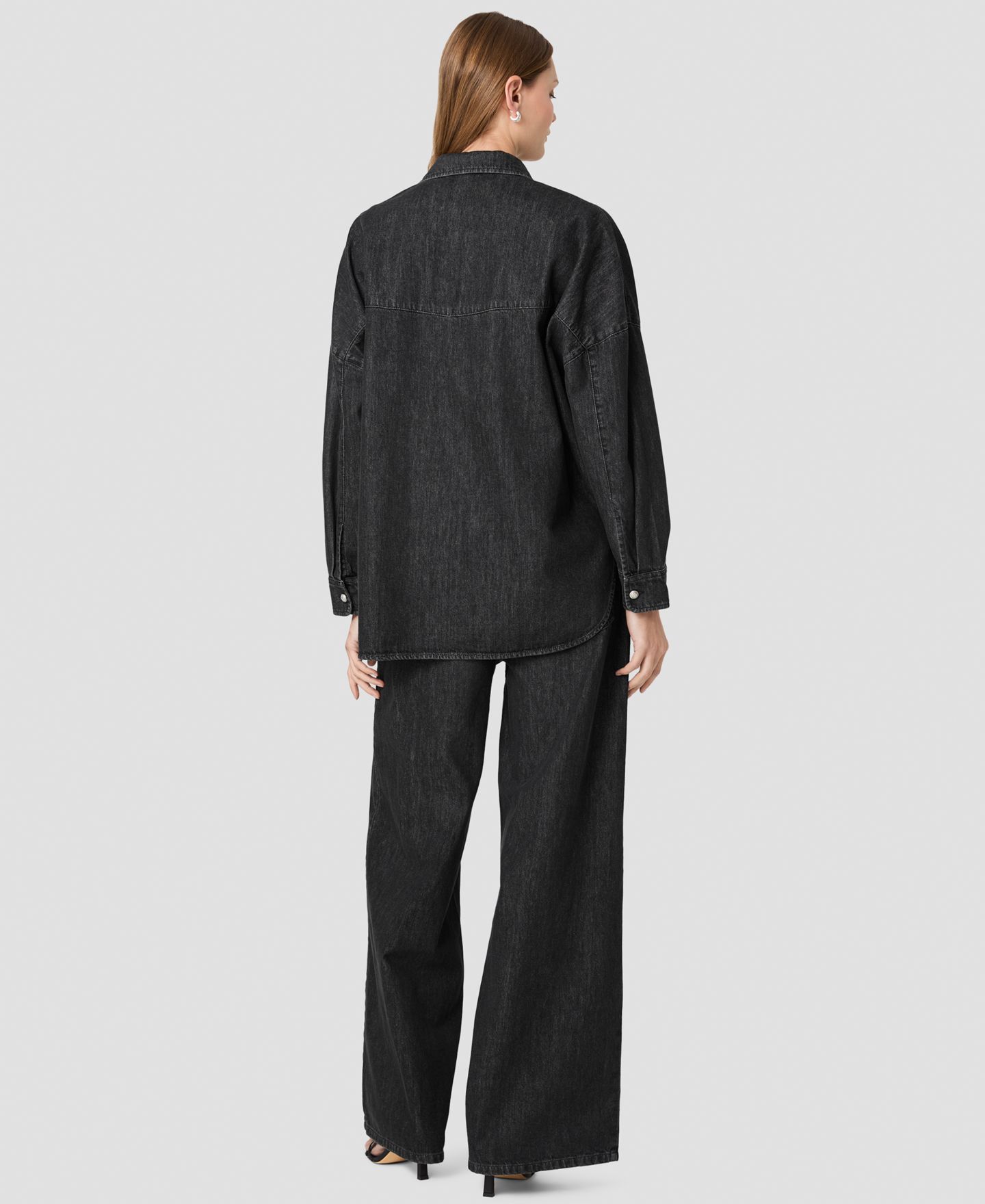 Женская рубашка French Connection Elton Denim Button-Down Long-Sleeve, цвет: Потёртый чёрный — фото 5