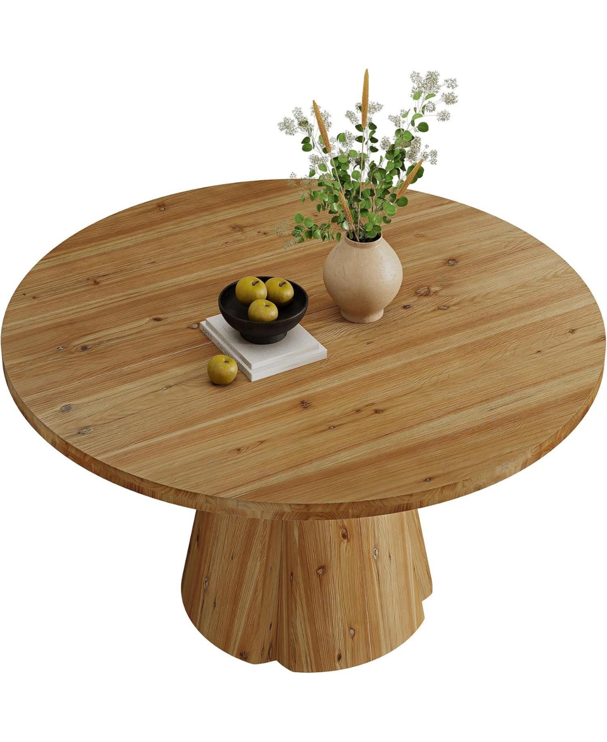 Tribesigns 47.24" Round Solid Wood Dining Table for 6,Farmhouse Kitchen Table with Pedestal Base,4-6 Person Wooden Dinner Table for Dining Room