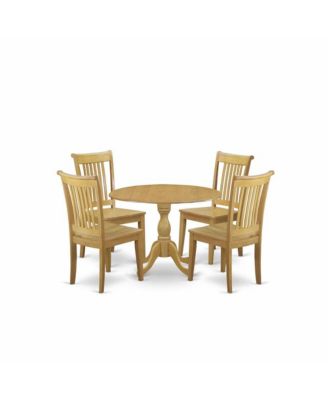 DMPO5-OAK-W 5 Piece Wooden Dining Table Set - Oak Modern Dining Table and 4 Oak Wood Dining Chairs with Slatted Back