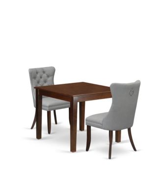 3 Piece Kitchen Table Set Contains a Square Modern Dining Table