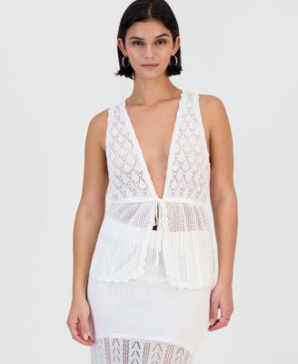 Women's Vivianne Crochet V-Neck Tie-Front Top