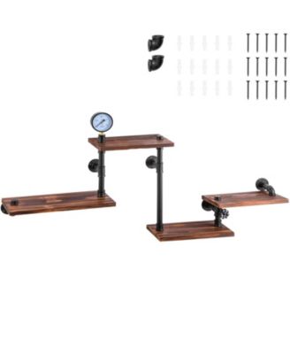 Rustic Wall Mounted Pipe Shelves for Kitchen and Bathroom