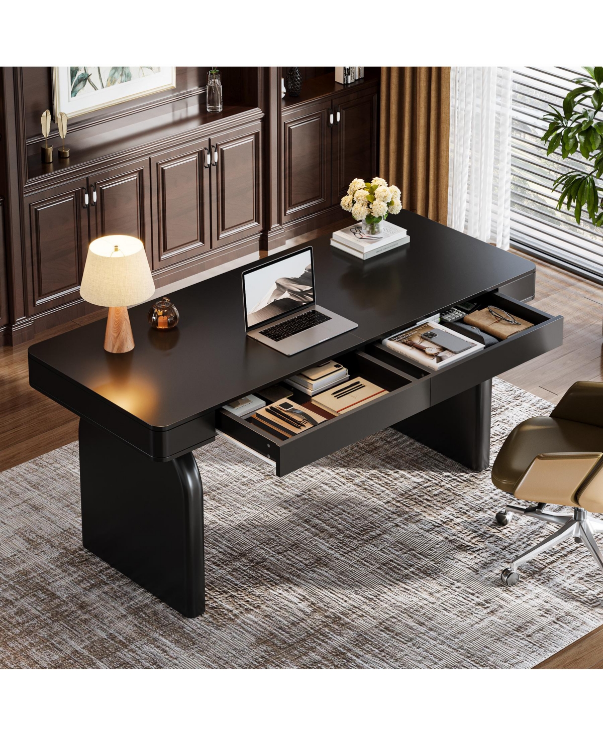 Tribesigns Desk with Drawers, 63-Inch Modern Executive Office Desk