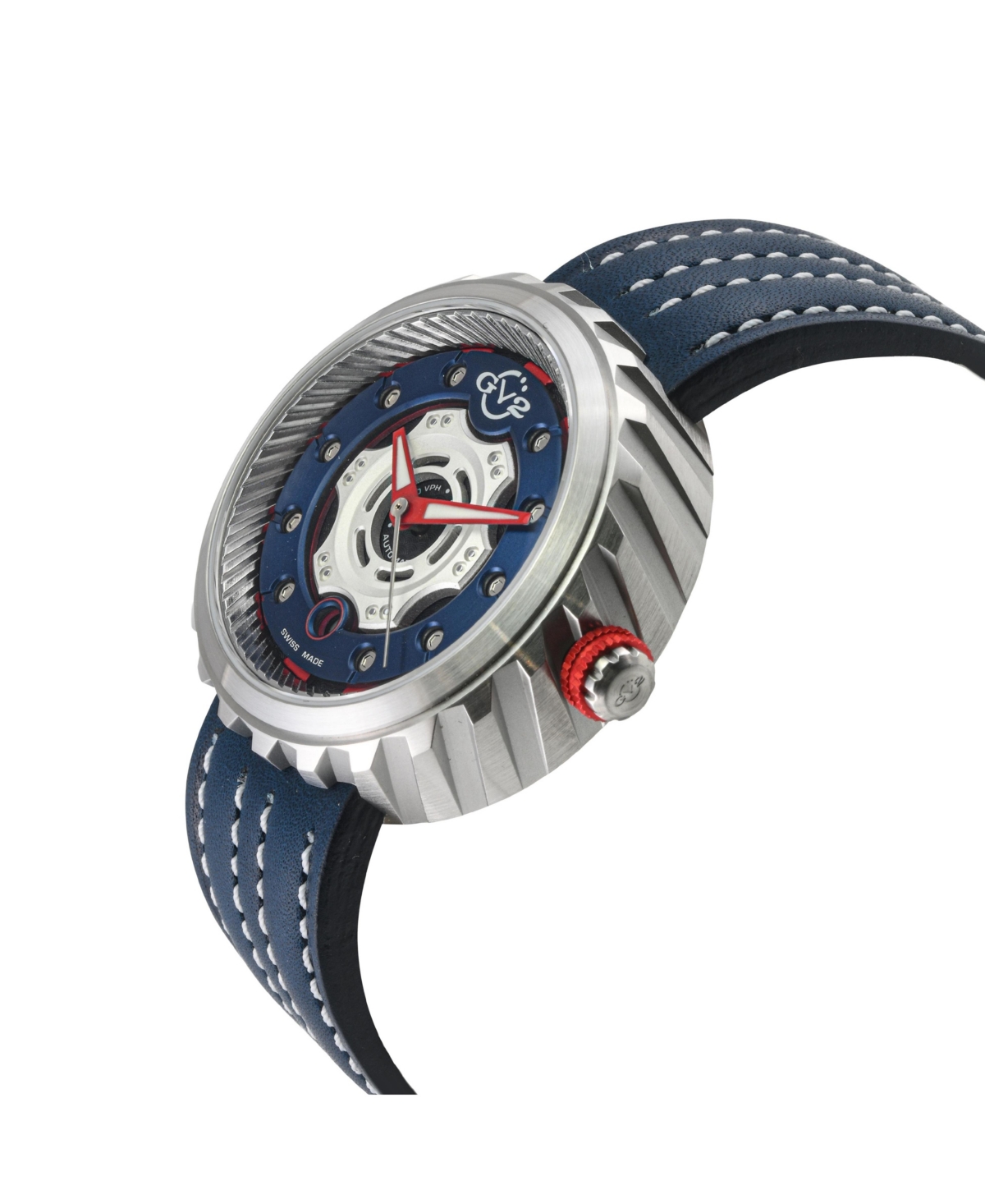GV2 by Gevril Men's Swiss Made Motorcycle Swiss Automatic Italian Leather Strap Watch